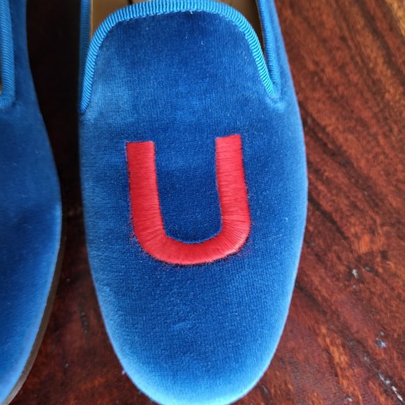 Stubbs & Wootton Screw You Colbat Blue Velvet Shoes - Size 7 - Picture 4 of 11